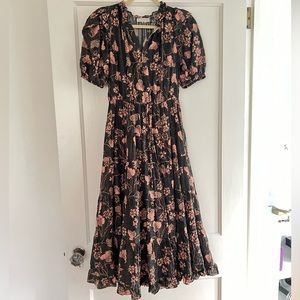 Ulla Johnson Dress Ava in Balsam size 2 excellent condition olive green & peach
